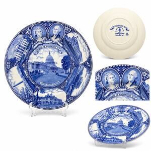 Vintage Adams “Washington D.C. Souvenir” Blue Transferware Plate Staffordshire